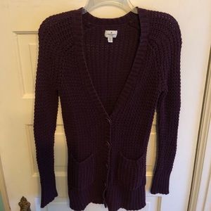 American Eagle Long Knit Cardigan Sweater Burgundy